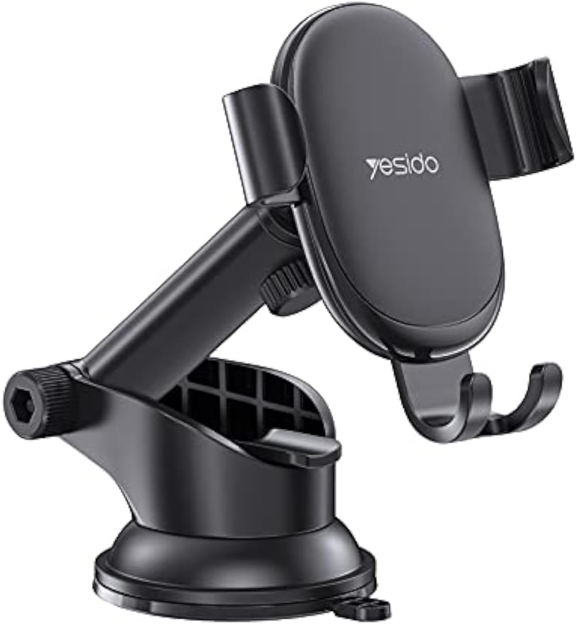 YESIDO C120 Gravity Sensor Phone Holder – 360° Flexible Universal Dashboard Mobile Phone Holder with Replaceable Base – Black