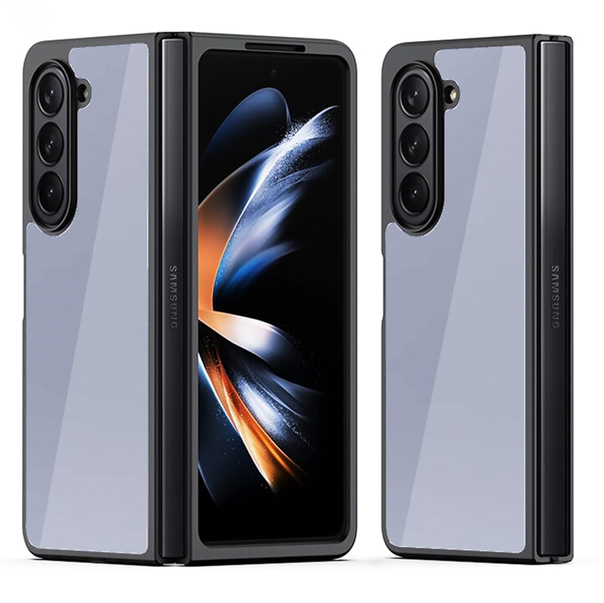 Samsung Galaxy Z Fold 5 Clear TPU + Transparent PC Phone Case (Black)