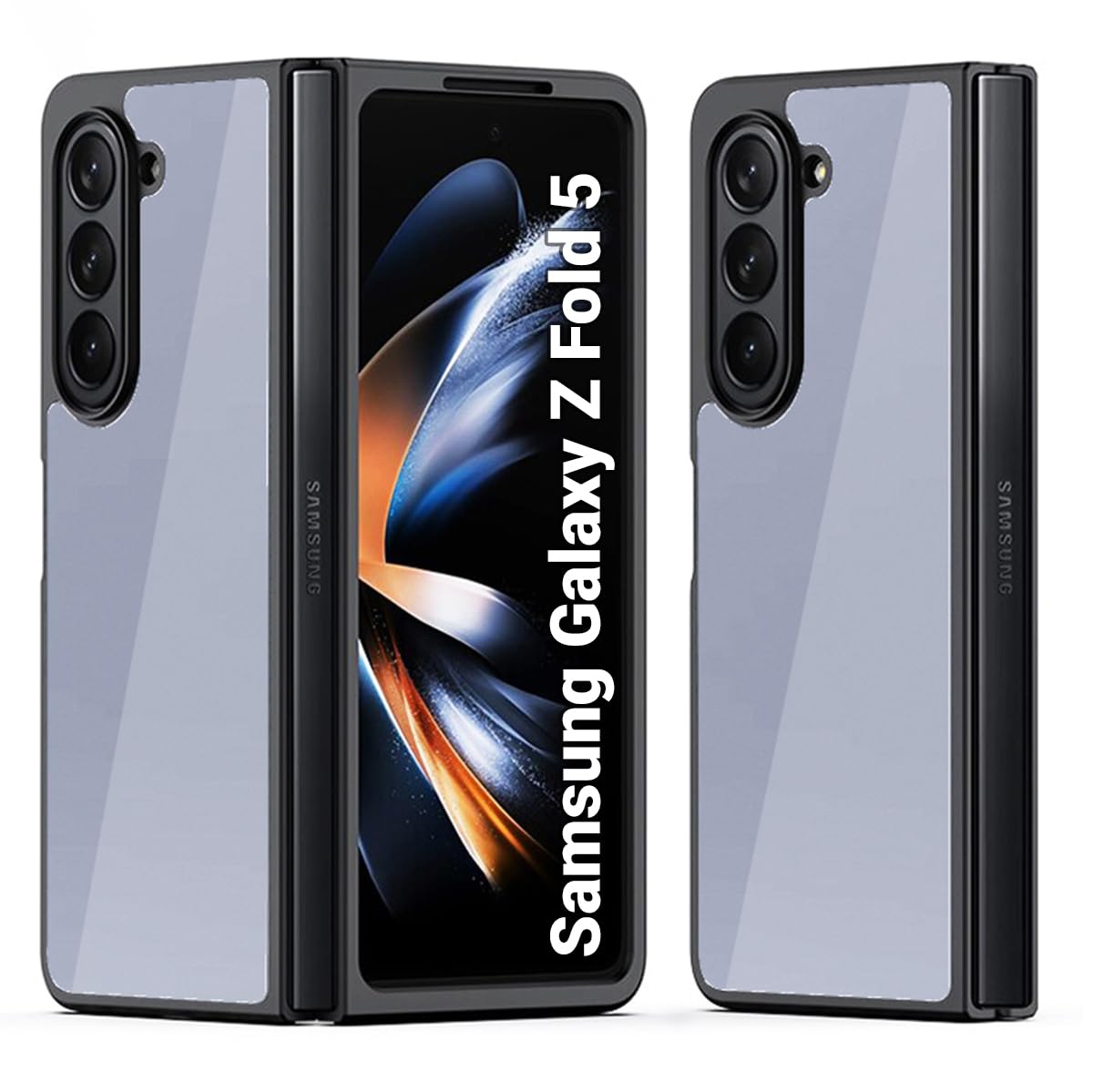 Samsung Galaxy Z Fold 5 Clear TPU + Transparent PC Phone Case (Black)