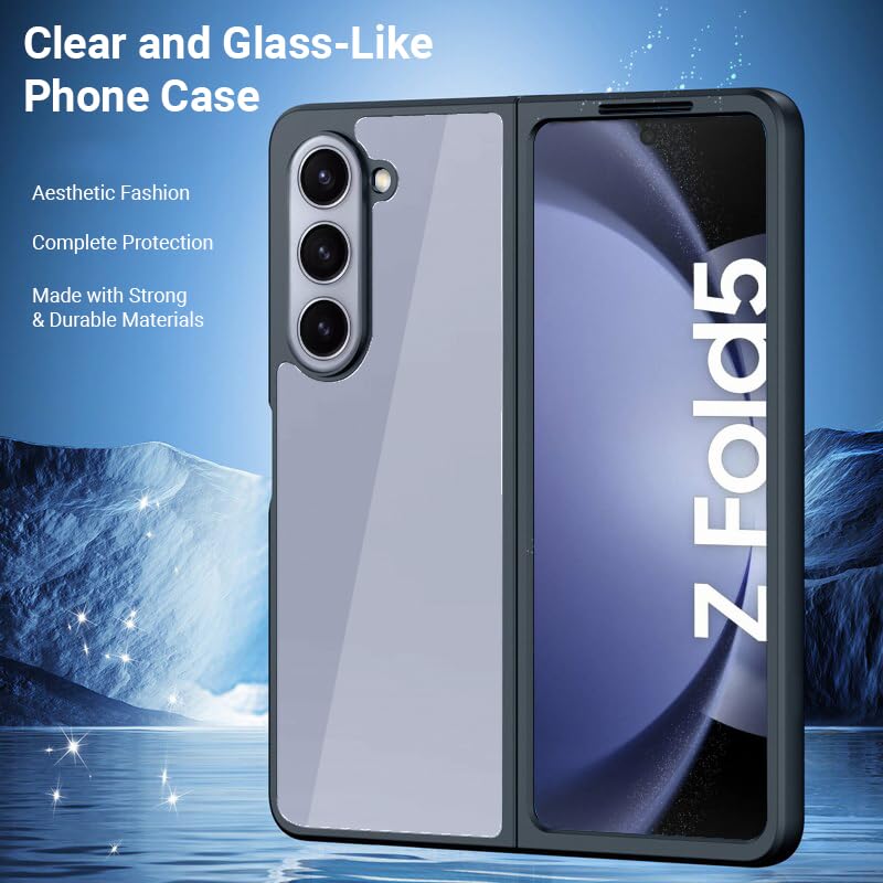 Samsung Galaxy Z Fold 5 Clear TPU + Transparent PC Phone Case (Black)