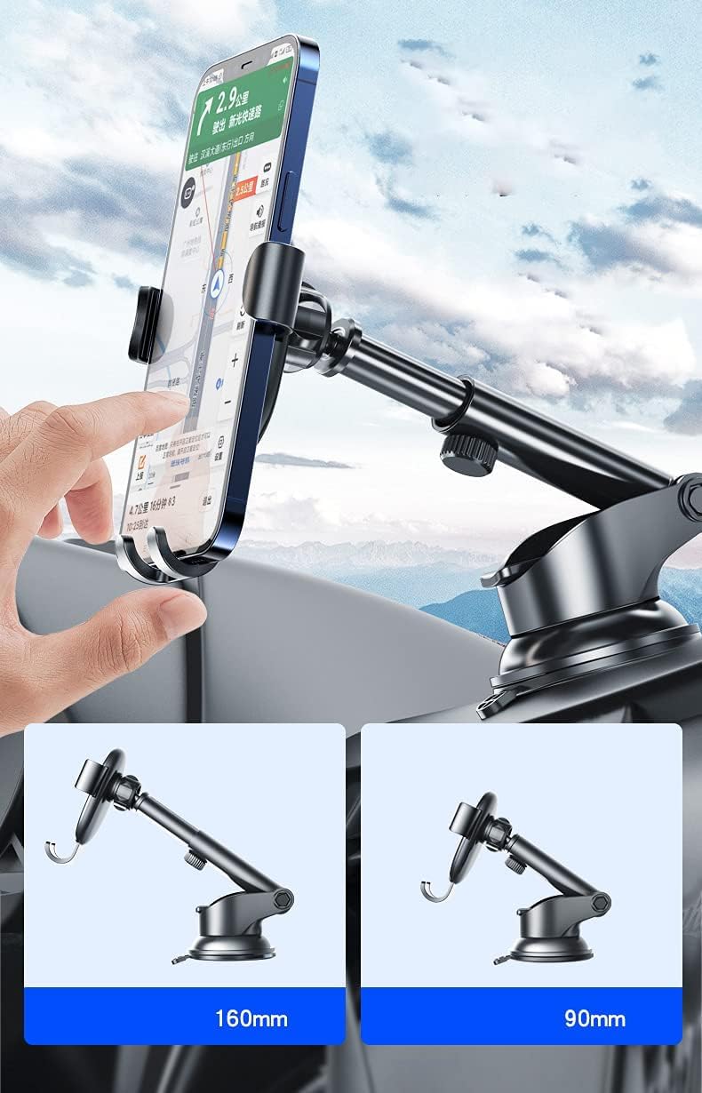 YESIDO C120 Gravity Sensor Phone Holder – 360° Flexible Universal Dashboard Mobile Phone Holder with Replaceable Base – Black