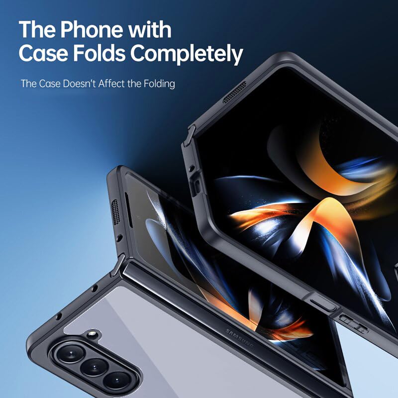 Samsung Galaxy Z Fold 5 Clear TPU + Transparent PC Phone Case (Black)