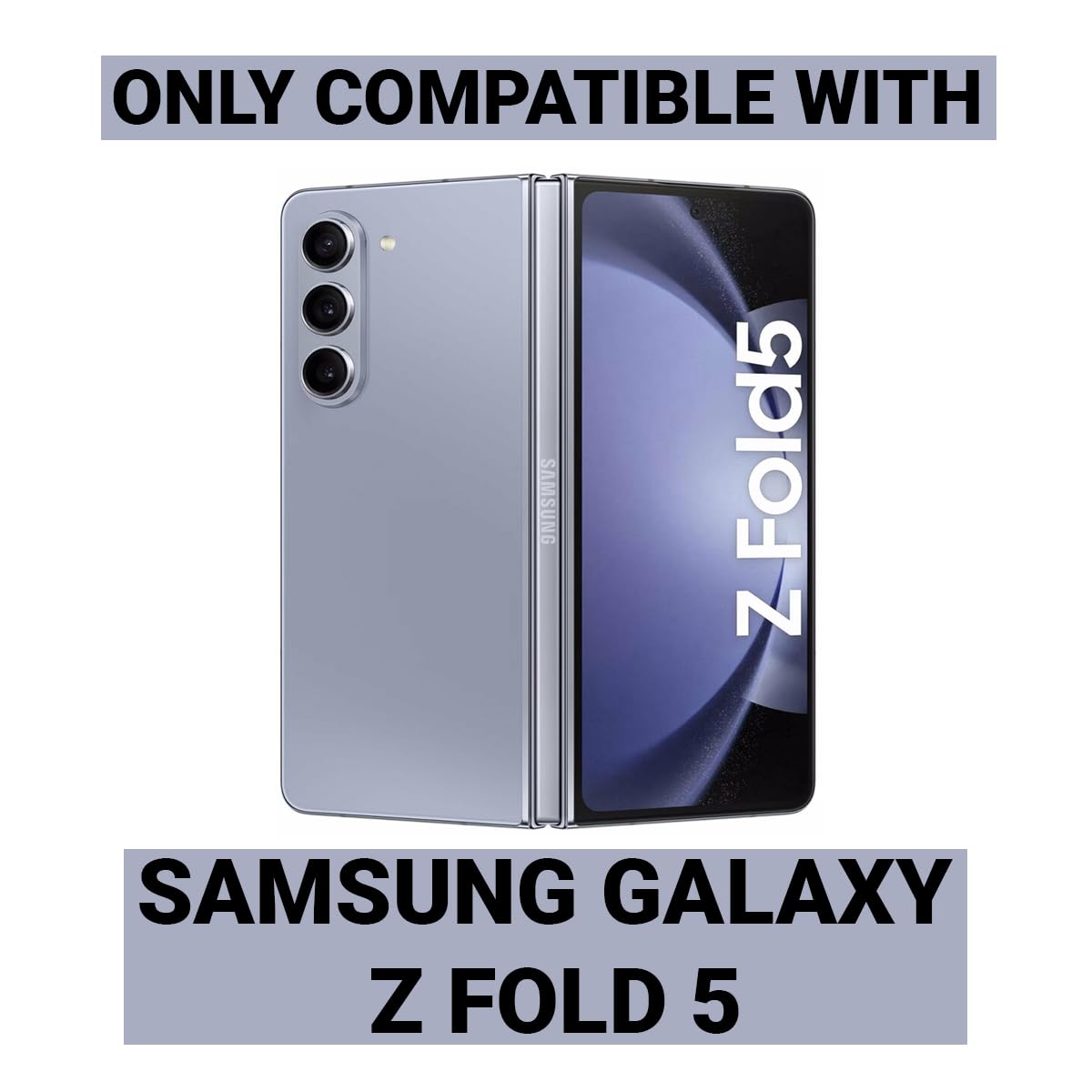Samsung Galaxy Z Fold 5 Clear TPU + Transparent PC Phone Case (Black)