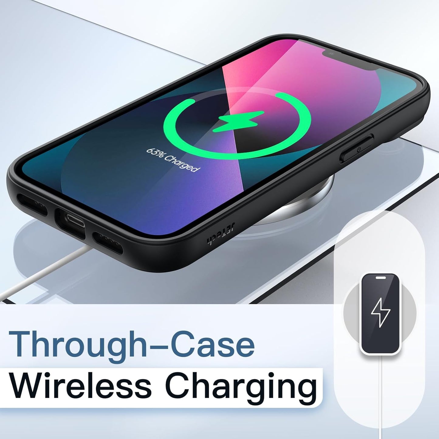 For iPhone 14 & iPhone 13 , Shockproof Phone Bumper Cover, Solid Color Matte TPU Case BLACK