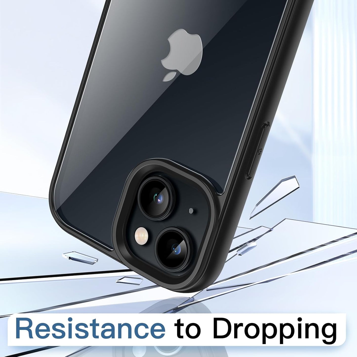 For iPhone 14 & iPhone 13 , Shockproof Phone Bumper Cover, Solid Color Matte TPU Case BLACK
