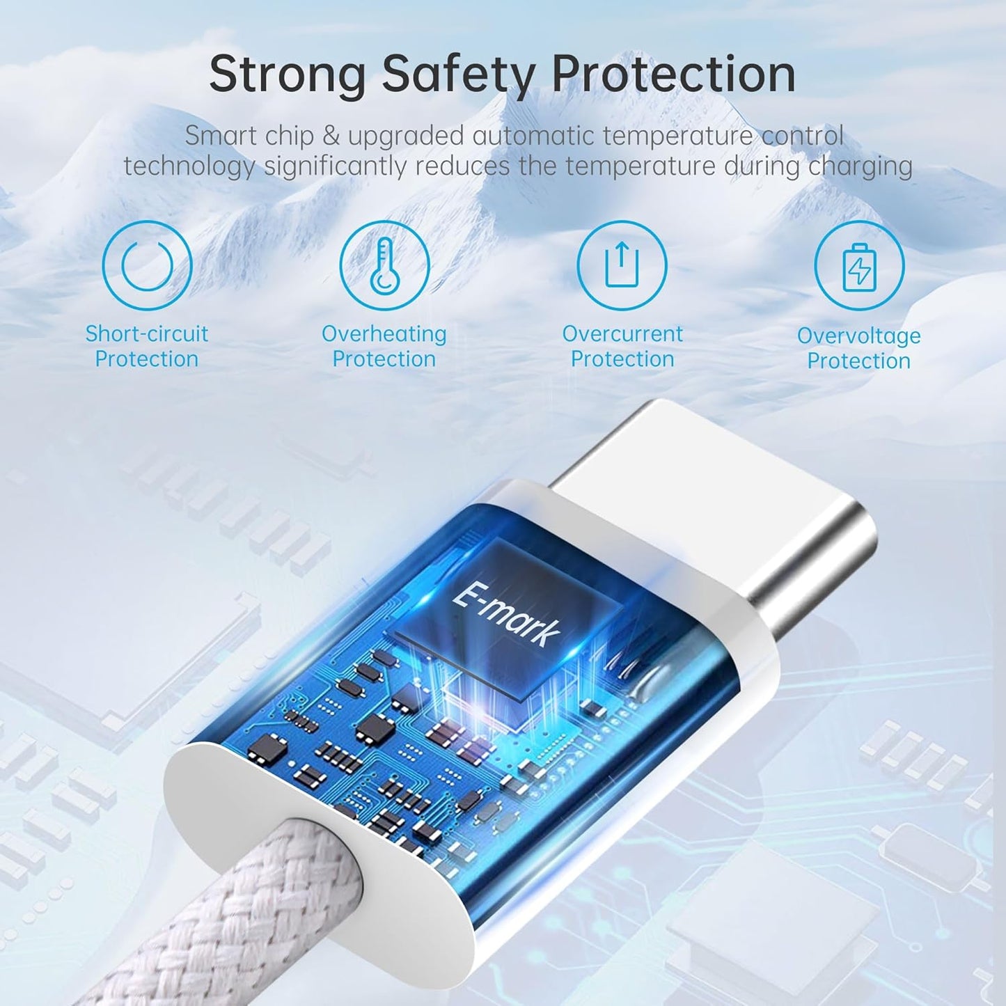 USB C to USB C Charger Cable, 1M 60W USB C Cable Nylon Braided Type C Charger Cable Fast Charging for iPhone 16 15 Pro Max/Pro/Plus, iPad Pro/Air, MacBook, Samsung Galaxy S23 Switch etc.