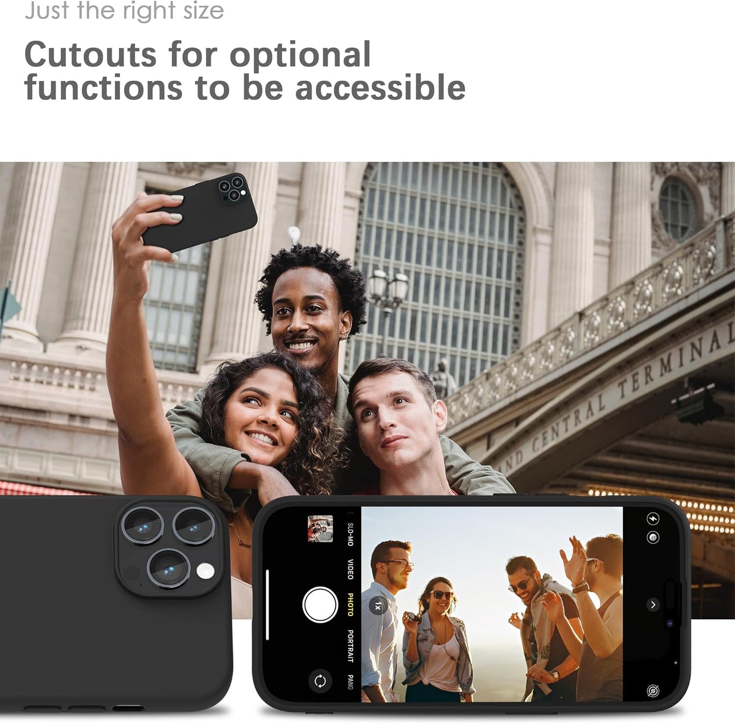 Sturdy Shockproof Hard Frame Cover with Anti-Scratch Microfiber Lining,Skin Soft Liquid Silicone,Full Protection for Screen and Camera Lens(Black)