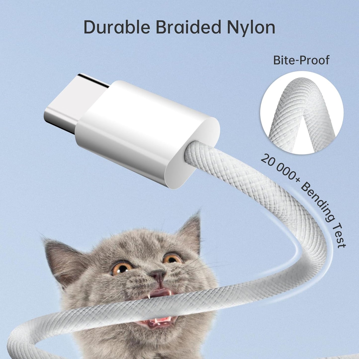 USB C to USB C Charger Cable, 1M 60W USB C Cable Nylon Braided Type C Charger Cable Fast Charging for iPhone 16 15 Pro Max/Pro/Plus, iPad Pro/Air, MacBook, Samsung Galaxy S23 Switch etc.