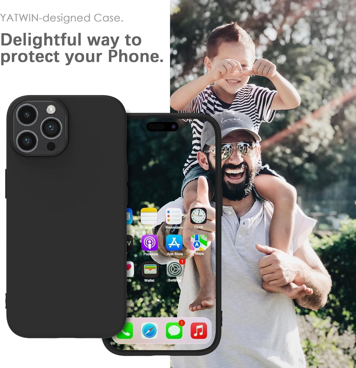 Sturdy Shockproof Hard Frame Cover with Anti-Scratch Microfiber Lining,Skin Soft Liquid Silicone,Full Protection for Screen and Camera Lens(Black)
