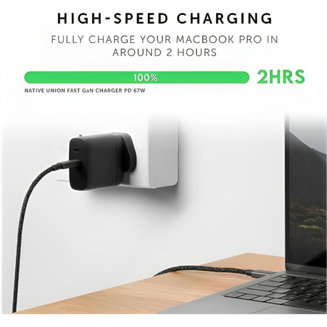 WYE 67W Dual USB-C & USB-A Power Adapter, Multi-Port Fast Charging with PD Tech