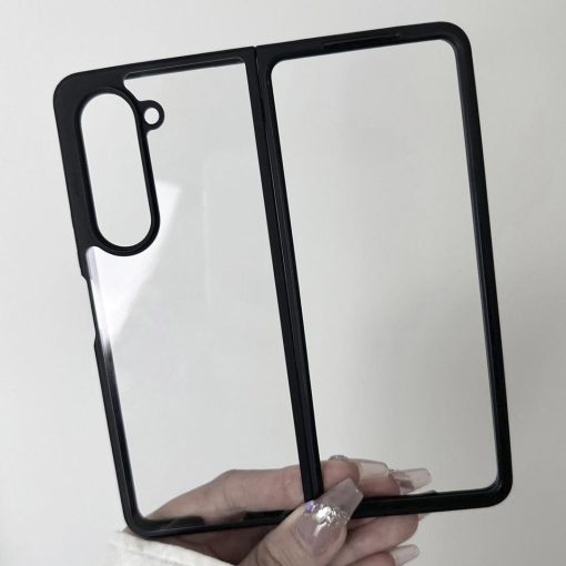 Samsung Galaxy Z Fold 5 Clear TPU + Transparent PC Phone Case (Black)