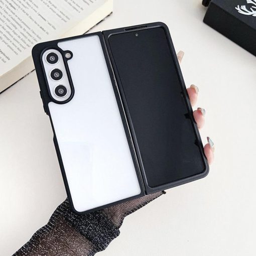 Samsung Galaxy Z Fold 5 Clear TPU + Transparent PC Phone Case (Black)