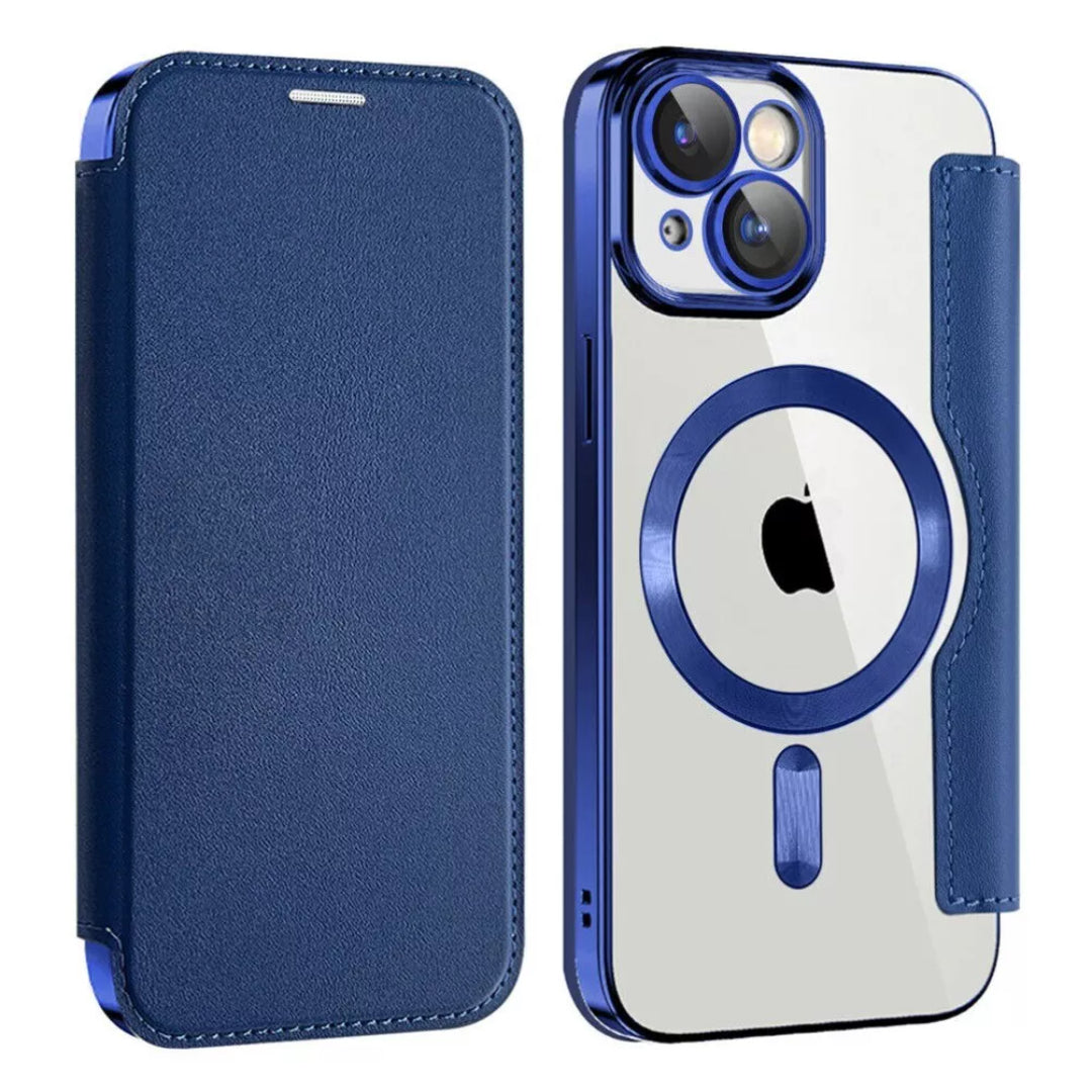 Stylish Magsafe Leather Flip Case with Transparent Back and Credit Card Slot for iPhone - Luxury Protection with Added Convenience