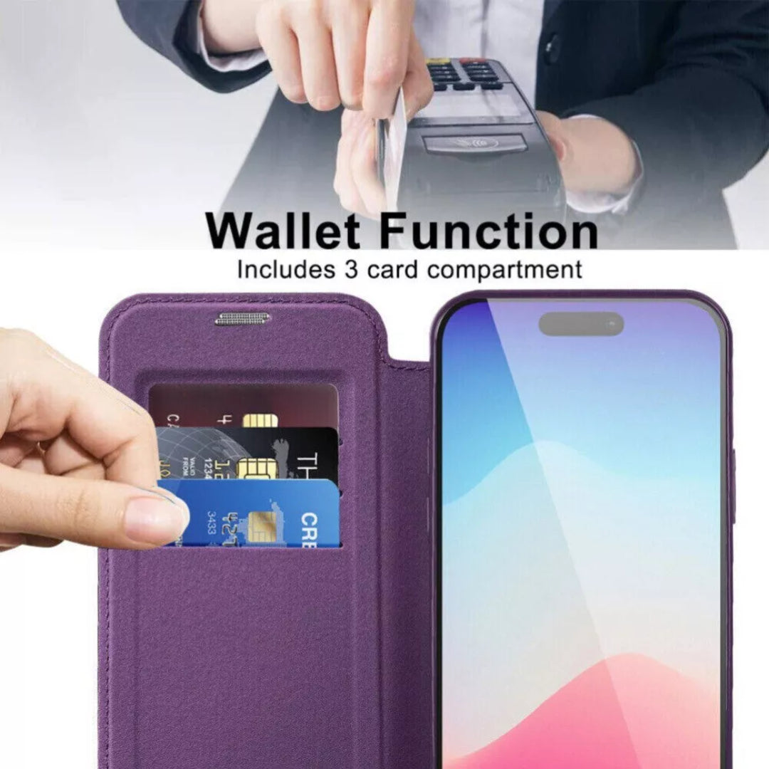 Stylish Magsafe Leather Flip Case with Transparent Back and Credit Card Slot for iPhone - Luxury Protection with Added Convenience