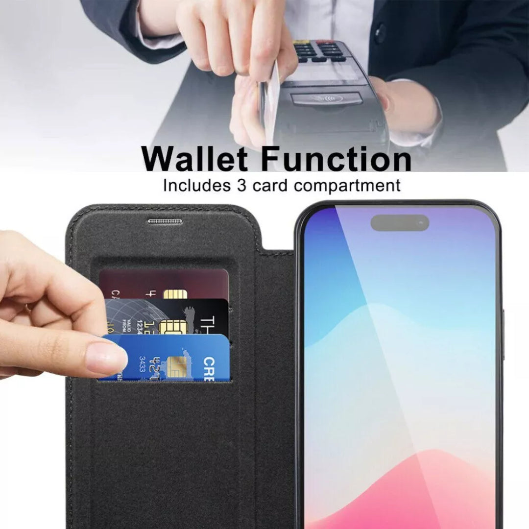 Stylish Magsafe Leather Flip Case with Transparent Back and Credit Card Slot for iPhone - Luxury Protection with Added Convenience