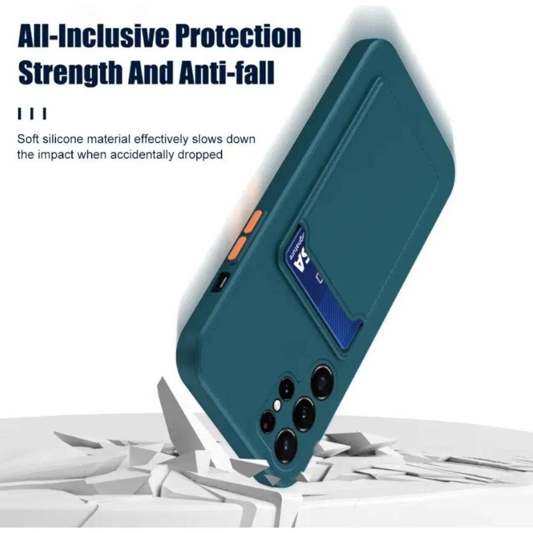Silicone Case with Credit Card Slot for S23 S23+ S23 Ultra S24 S24+ and S24 Ultra - Sleek & Functional Design