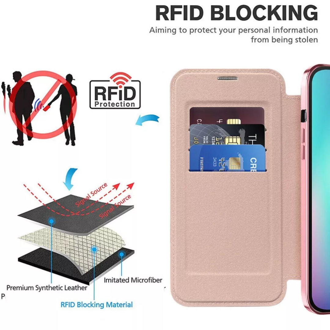Stylish Magsafe Leather Flip Case with Transparent Back and Credit Card Slot for iPhone - Luxury Protection with Added Convenience