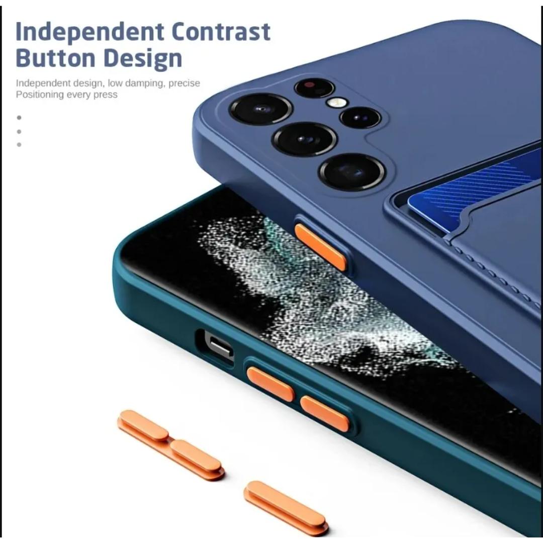 Silicone Case with Credit Card Slot for S23 S23+ S23 Ultra S24 S24+ and S24 Ultra - Sleek & Functional Design