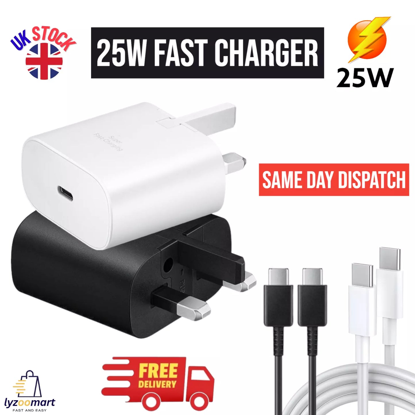 Genuine 25W Super Fast Charger with cable For Samsung Galaxy Phones