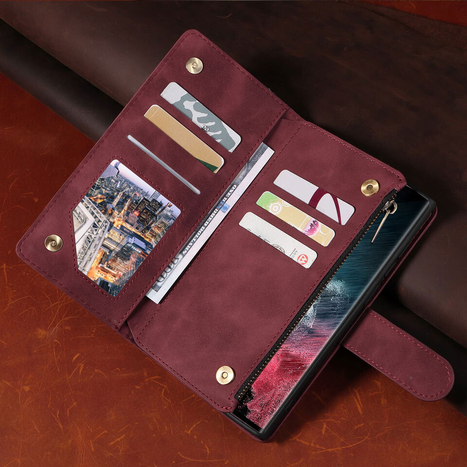 2 in 1 Zipper Wallet + Case For Samsung galaxy S23 S23 Ultra and S24 S24 Ultra Series