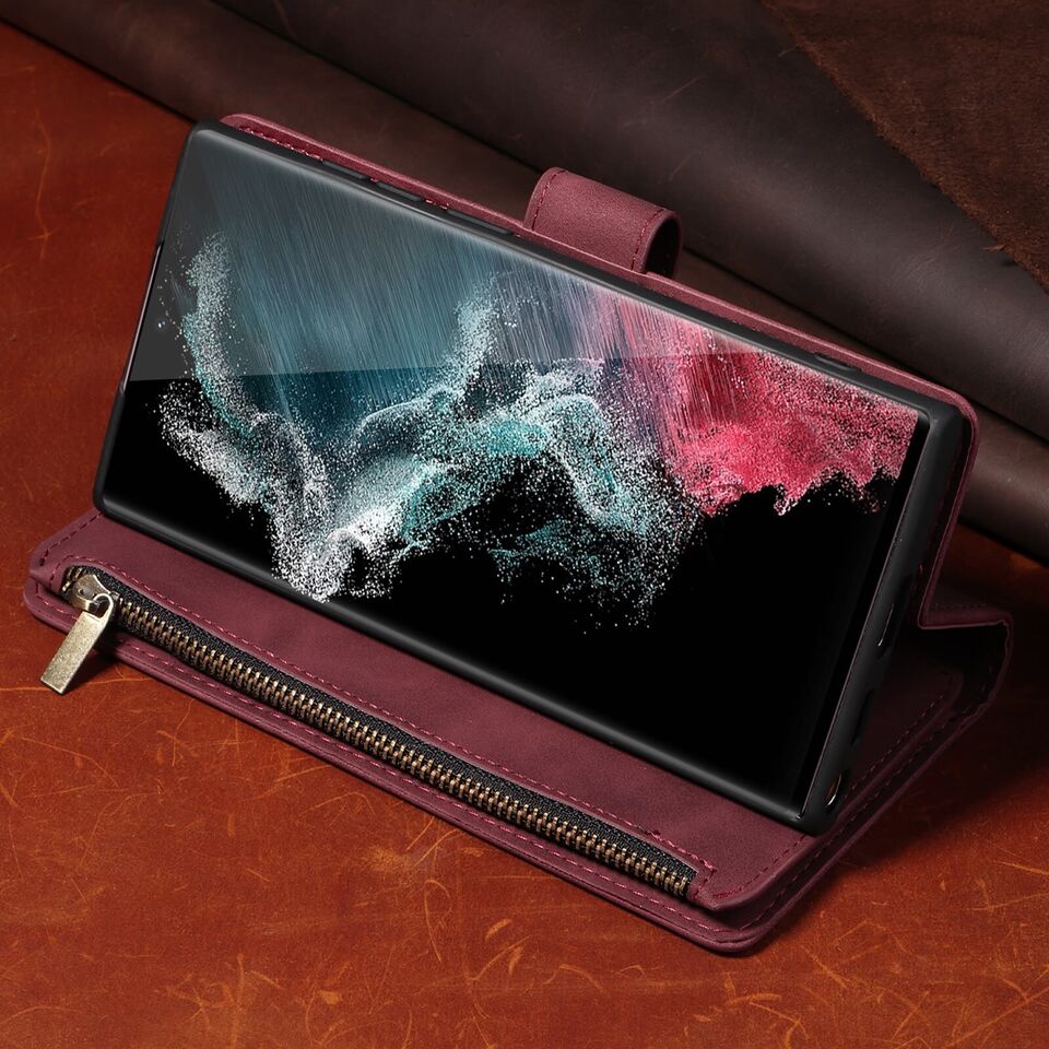 2 in 1 Zipper Wallet + Case For Samsung galaxy S23 S23 Ultra and S24 S24 Ultra Series