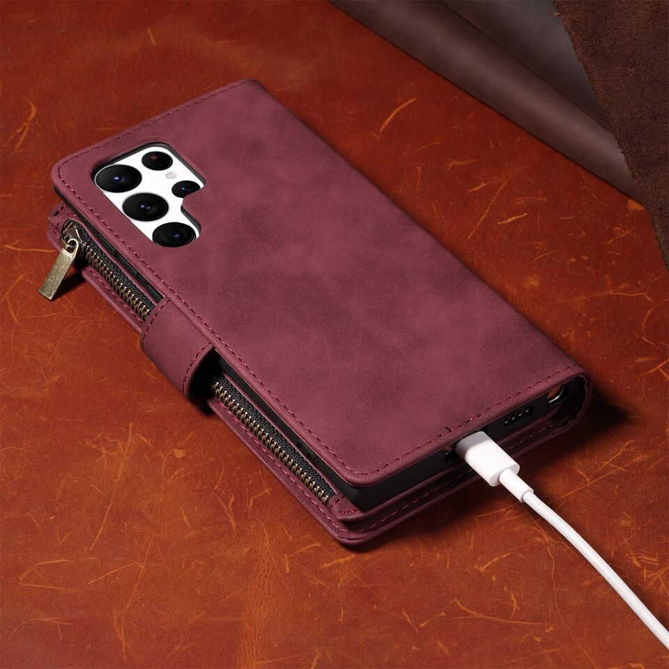2 in 1 Zipper Wallet + Case For Samsung galaxy S23 S23 Ultra and S24 S24 Ultra Series