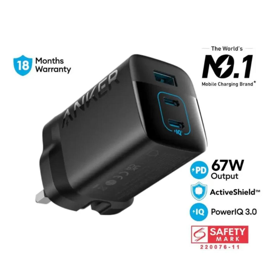 WYE 67W Dual USB-C & USB-A Power Adapter, Multi-Port Fast Charging with PD Tech